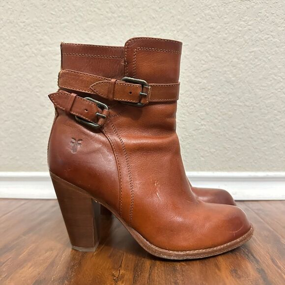 FRYE 4015 Ankle Boots Booties in Cognac Leather #3475389 - Picture 1 of 11